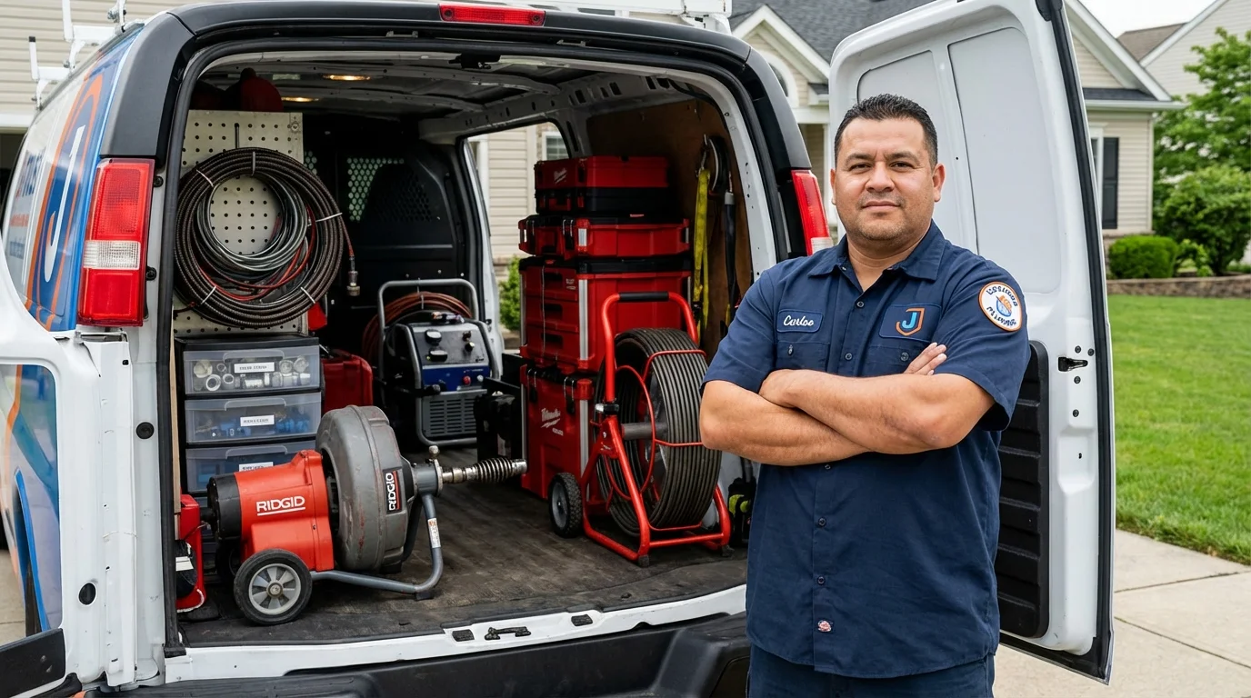 Professional drain cleaning equipment and Johns Plumbing LLC plumber in Morrow
