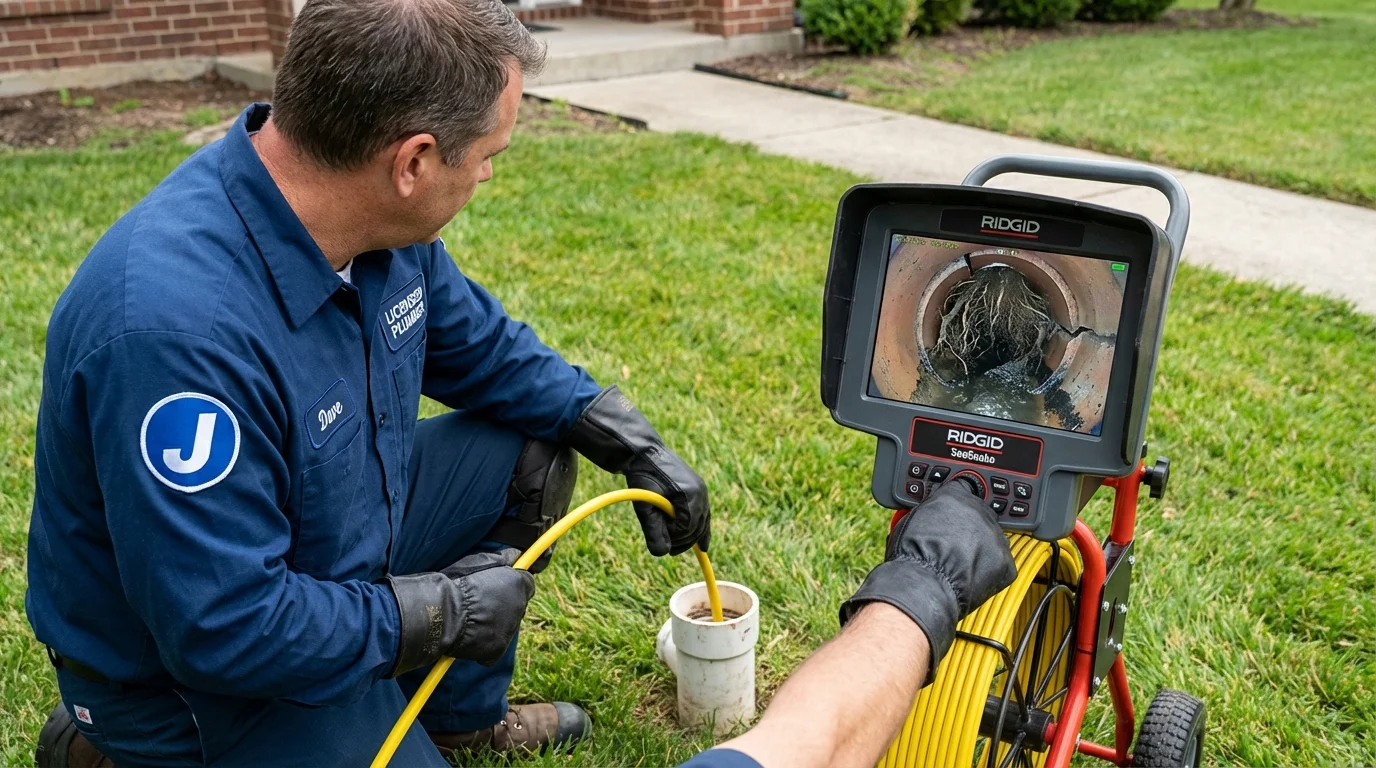 Sewer camera inspection being performed by Johns Plumbing LLC in Morrow