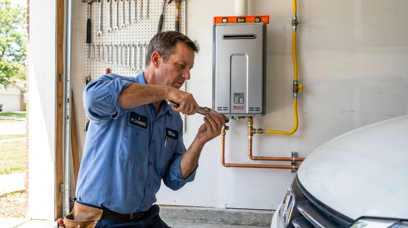 Tankless water heater installation by a Johns Plumbing LLC plumber in Morrow